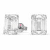 auskarai su stačiakampio formos emerald cut deimantu iš platinos