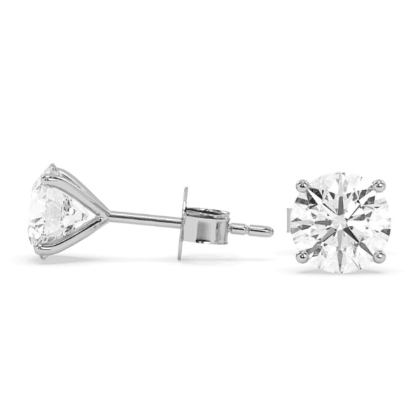 balto aukso auskarai su apvaliu deimantu