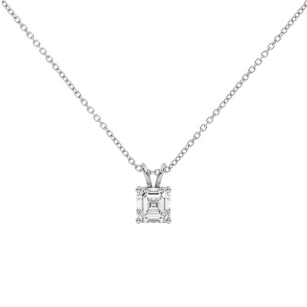 balto aukso arba platinos pakabukas su deimantu (asscher cut)