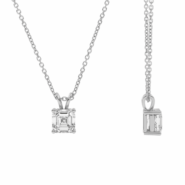 balto aukso arba platinos pakabukas su deimantu (asscher cut)
