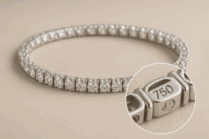Aukso tennis apyrankė su prabos ženklu viduje | TopDiamonds.online