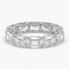 vestuvinis žiedas iš platinos - deimantinė juostelė su stačiakampio formos (emerald cut) deimantais