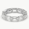 vestuvinis žiedas iš platinos - deimantinė juostelė su stačiakampio formos (emerald cut) deimantais