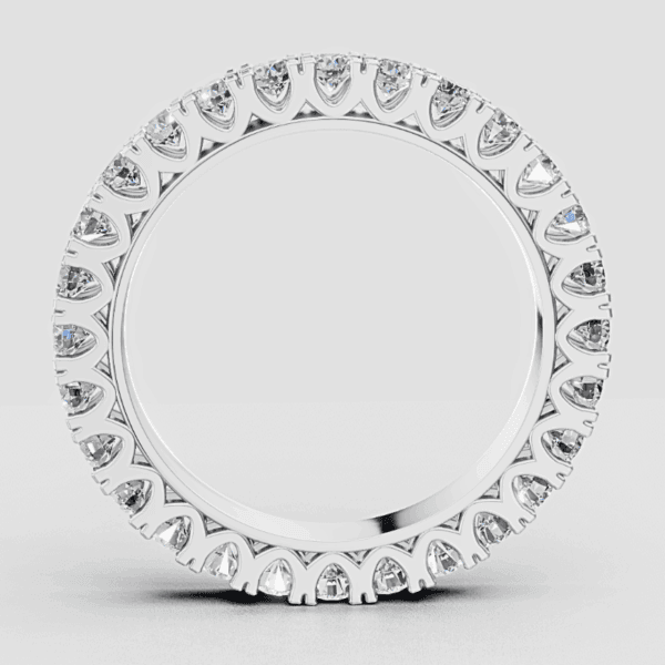 balto aukso vestuvinis žiedas - deimantinė juostelė su apvaliais deimantais