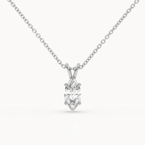 Klasikinis pakabukas su markizės formos deimantu iš balto aukso arba platinos - Marquise cut