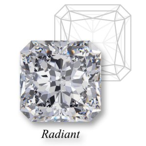 Stačiakampio formos deimantas su nukirstais kampais (Radiant cut)