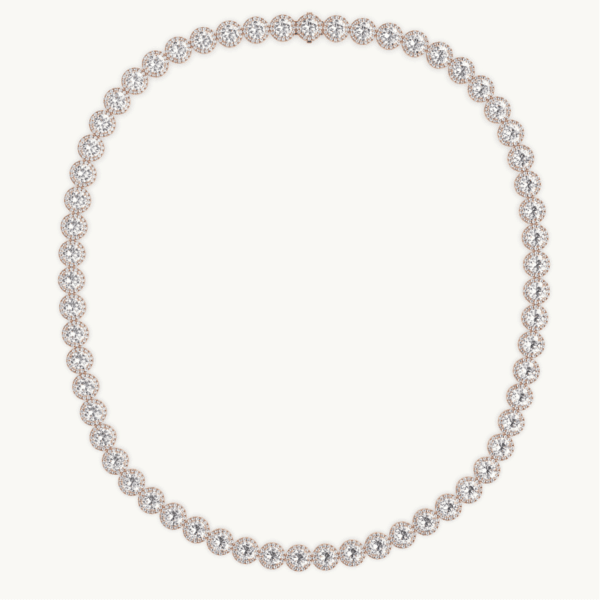 raudono aukso grandinėlė su halo deimantais (round cut halo)