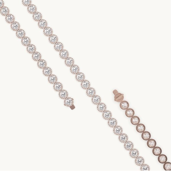 raudono aukso grandinėlė su halo deimantais (round cut halo)