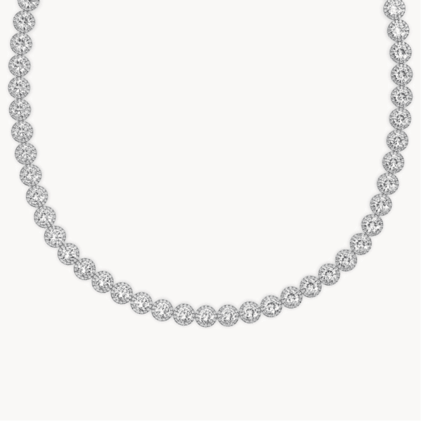 grandinėlė su halo deimantais (round cut halo) - iš platinos