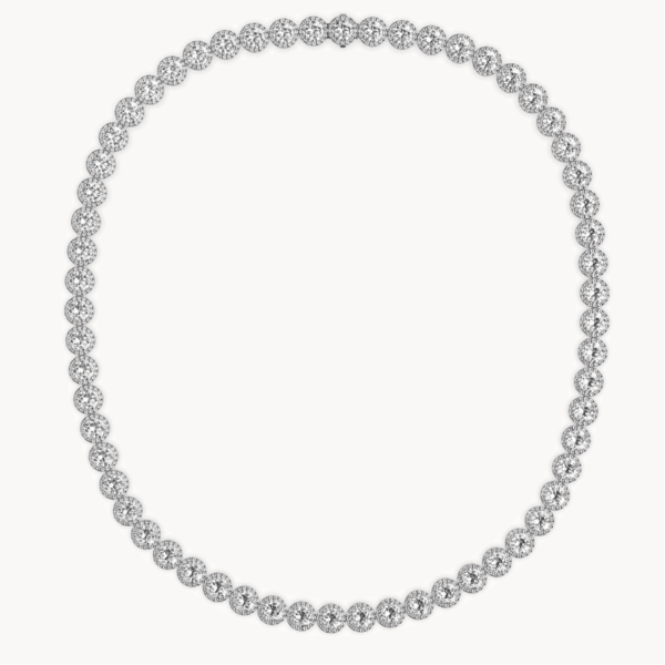 grandinėlė su halo deimantais (round cut halo) - iš platinos