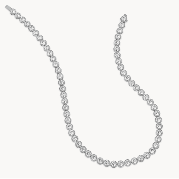 grandinėlė su halo deimantais (round cut halo) - iš platinos