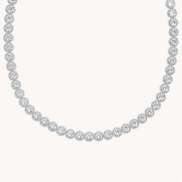 balto aukso grandinėlė su halo deimantais (round cut halo)