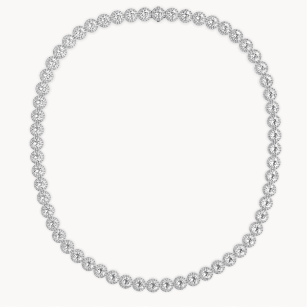 balto aukso grandinėlė su halo deimantais (round cut halo)