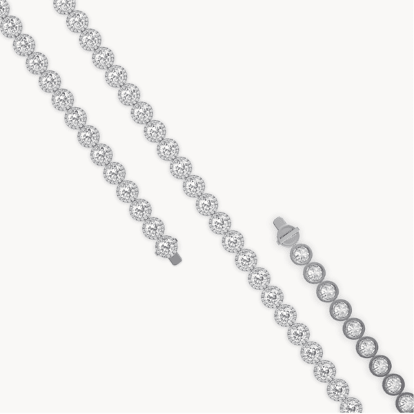 balto aukso grandinėlė su halo deimantais (round cut halo)