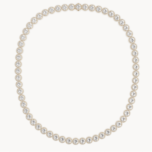 geltono aukso grandinėlė su halo deimantais (round cut halo)