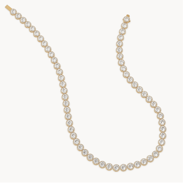 geltono aukso grandinėlė su halo deimantais (round cut halo)