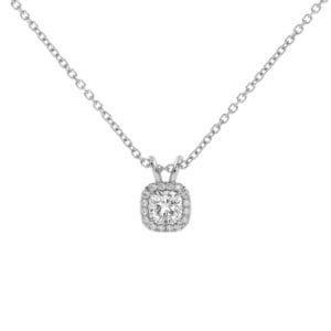 Pakabukas su pagalvėlės formos deimantu iš balto aukso arba platinos - Cushion cut