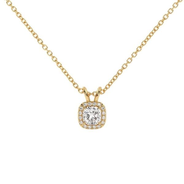 Pakabukas su pagalvėlės formos deimantu iš geltono aukso - Cushion cut