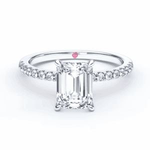 Modernus sužadėtuvių žiedas su smaragdinės formos deimantu - emerald cut