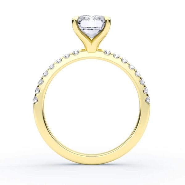 Modernus sužadėtuvių žiedas su deimantu iš geltono aukso - emerald cut