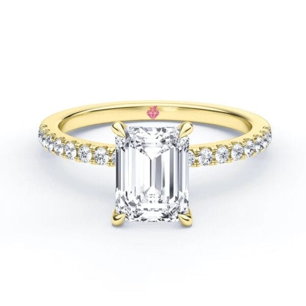 Modernus sužadėtuvių žiedas su deimantu iš geltono aukso - emerald cut