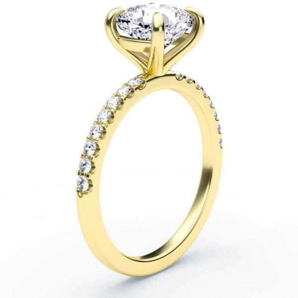 Modernus sužadėtuvių žiedas su deimantu iš geltono aukso - cushion cut