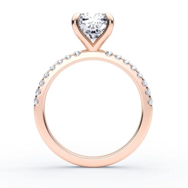 Modernus sužadėtuvių žiedas su deimantu iš raudono aukso - cushion cut