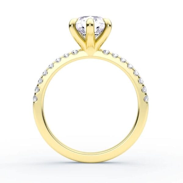 Modernus sužadėtuvių žiedas su deimantais iš geltono aukso - pear cut