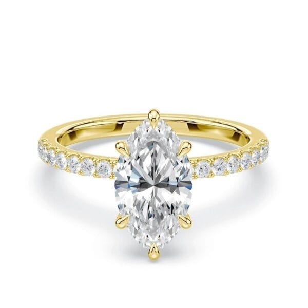 Modernus sužadėtuvių žiedas su deimantu iš geltono aukso - marquise cut