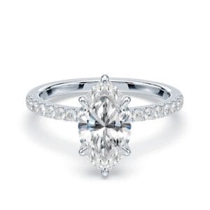 Modernus sužadėtuvių žiedas su deimantu iš balto aukso arba platinos - marquise cut