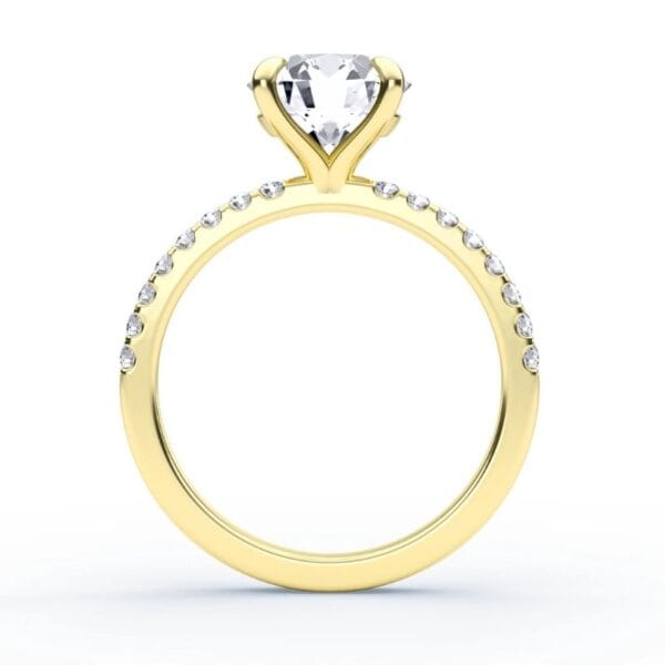 Modernus sužadėtuvių žiedas su deimantu iš geltono aukso - round cut briliantas