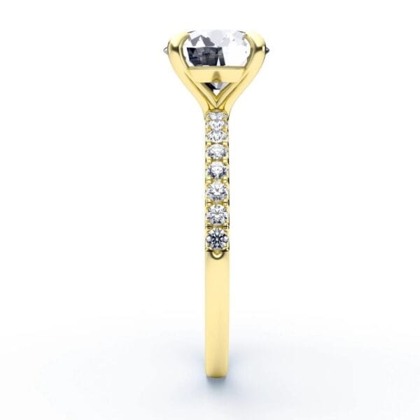 Modernus sužadėtuvių žiedas su deimantu iš geltono aukso - round cut briliantas