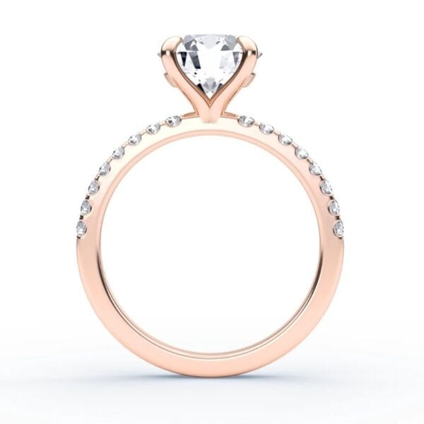 Modernus sužadėtuvių žiedas su deimantu iš raudono aukso - round cut briliantas