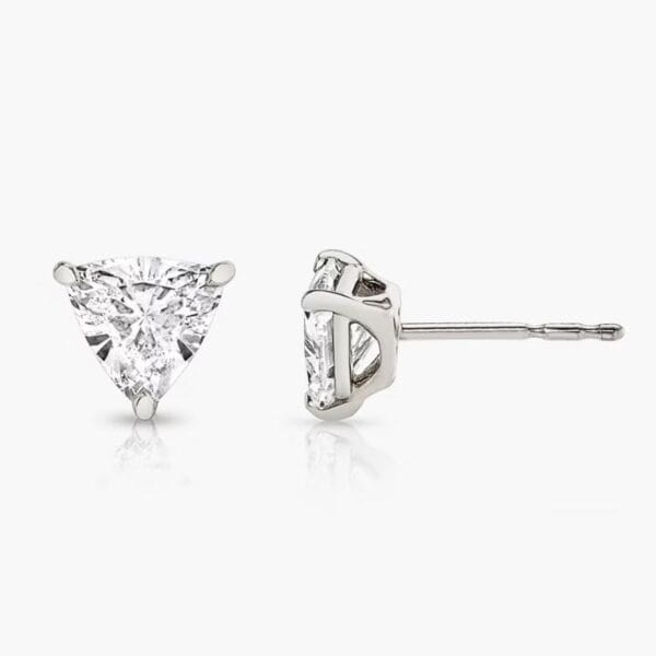 Klasikiniai auskarai su deimantu iš balto aukso arba platinos - trilliant cut deimantai