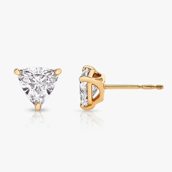 Klasikiniai auskarai su deimantu iš raudono aukso - trilliant cut deimantai