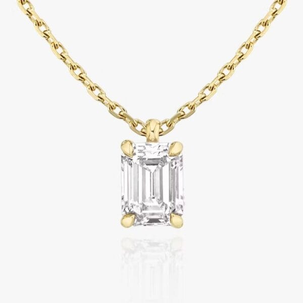 Klasikinis pakabukas su stačiakampio formos deimantu iš geltono aukso