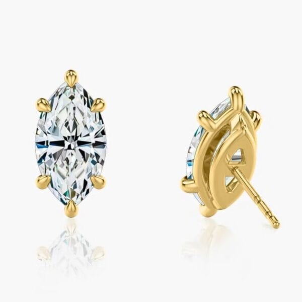 Klasikiniai auskarai su deimantu iš geltono aukso - marquise cut deimantai