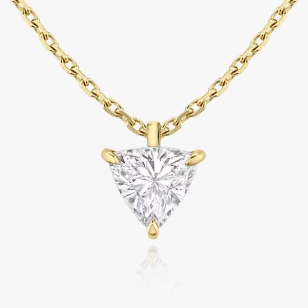 Klasikinis pakabukas su trikampės formos deimantu iš geltono aukso