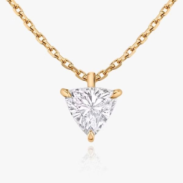 Klasikinis pakabukas su trikampės formos deimantu iš raudono aukso